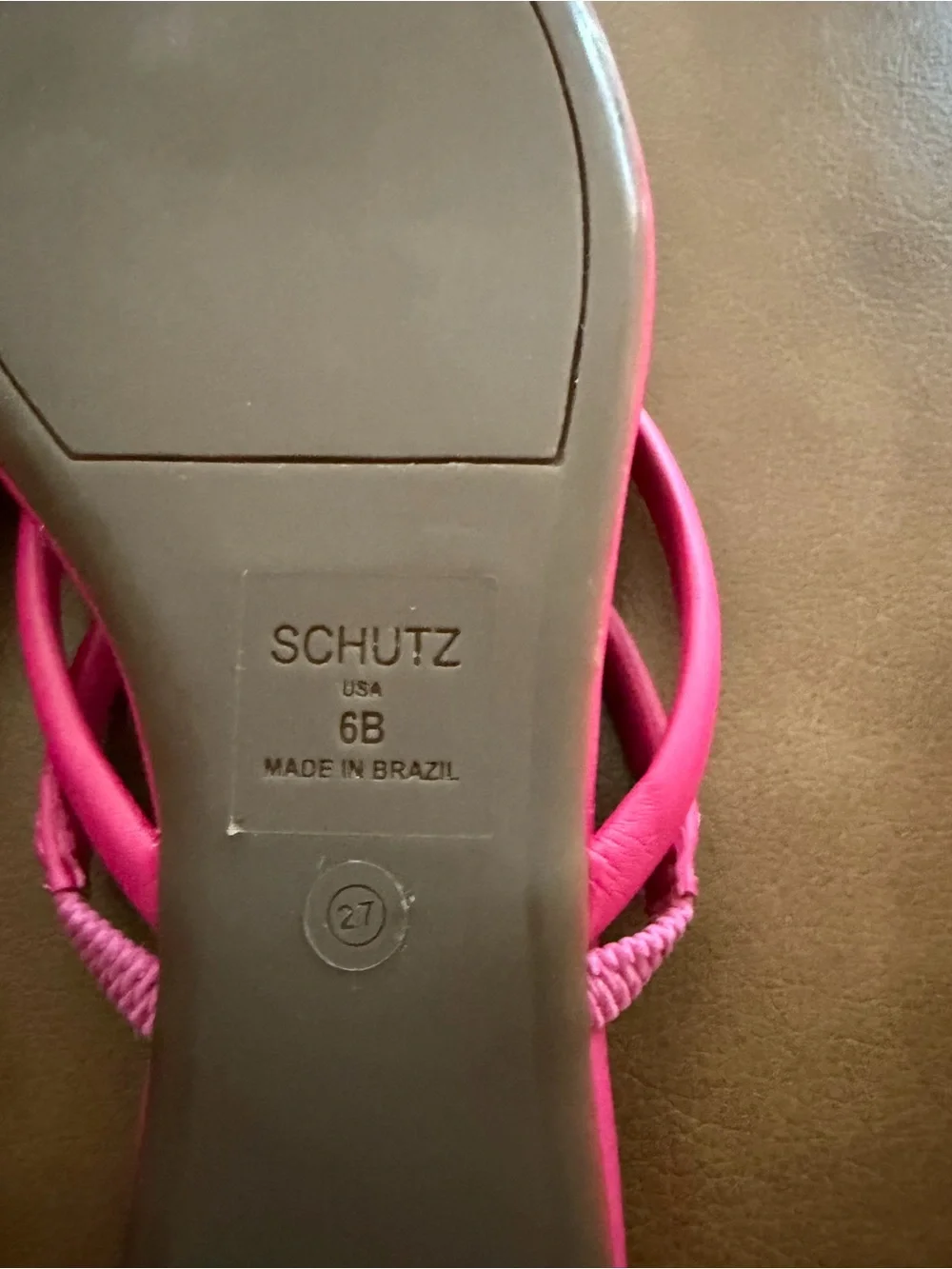 SCHUTZ Hot Pink Double-Ring Toe-Loop Slide Sandals